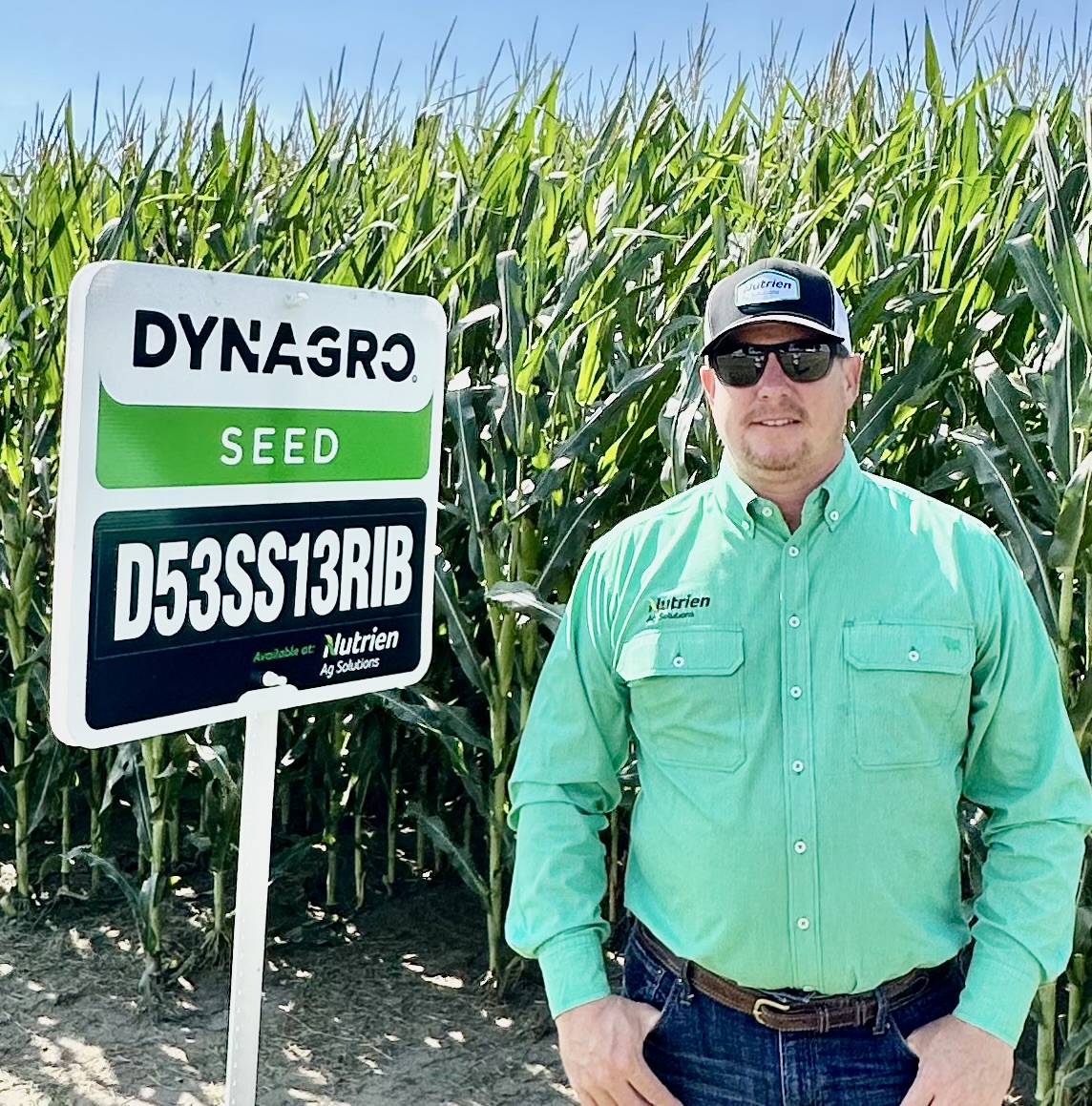Thaddeus Bates standing on Dynagro field